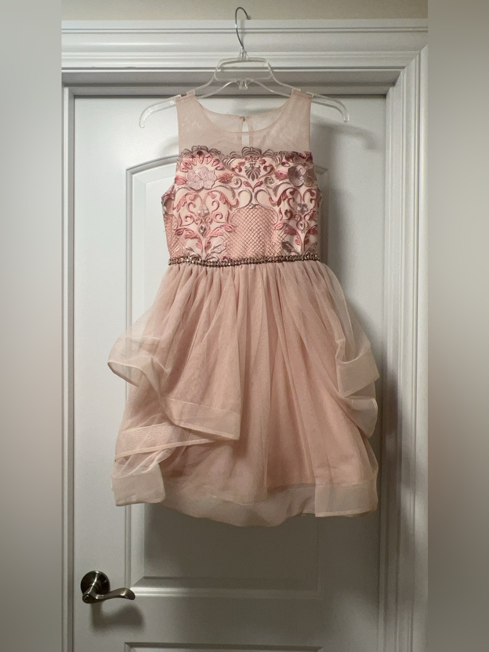 Blush by Us Angels Pink Embroidered Tulle Party Dress